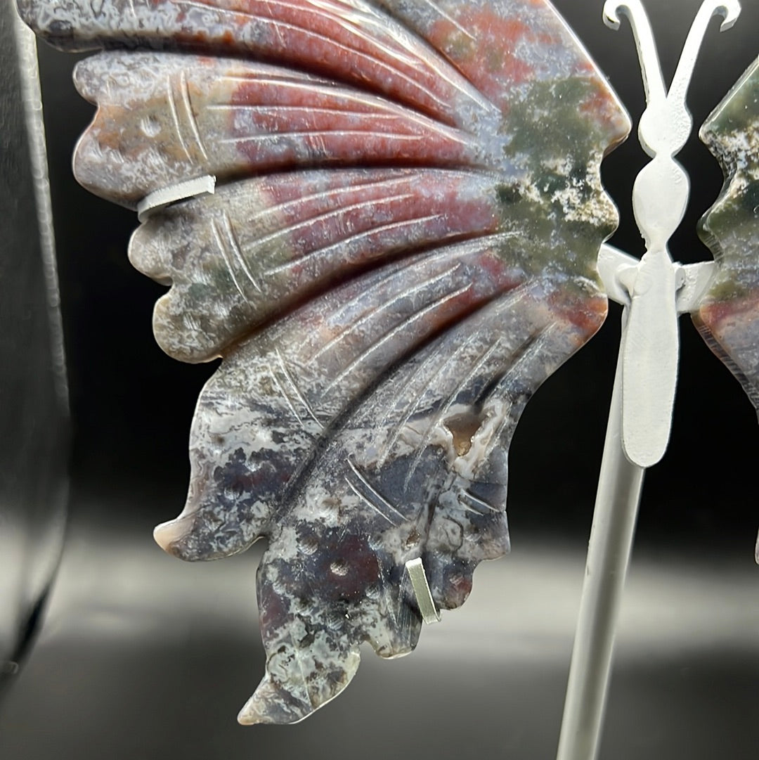 XL Purple Moss & Ocean Jasper Butterfly Wings